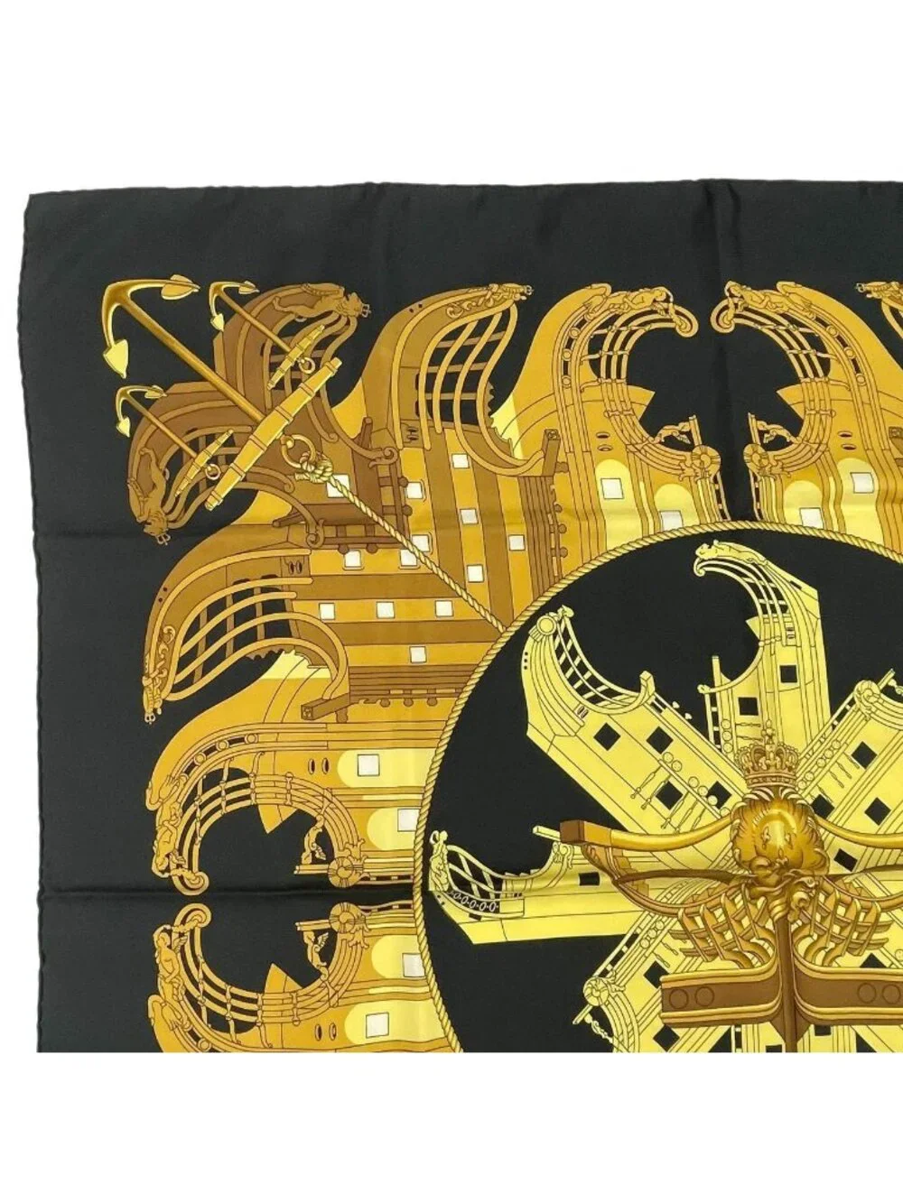 Hermes Scarf Silk Carre 90 Proues Black - Picture 2 of 8